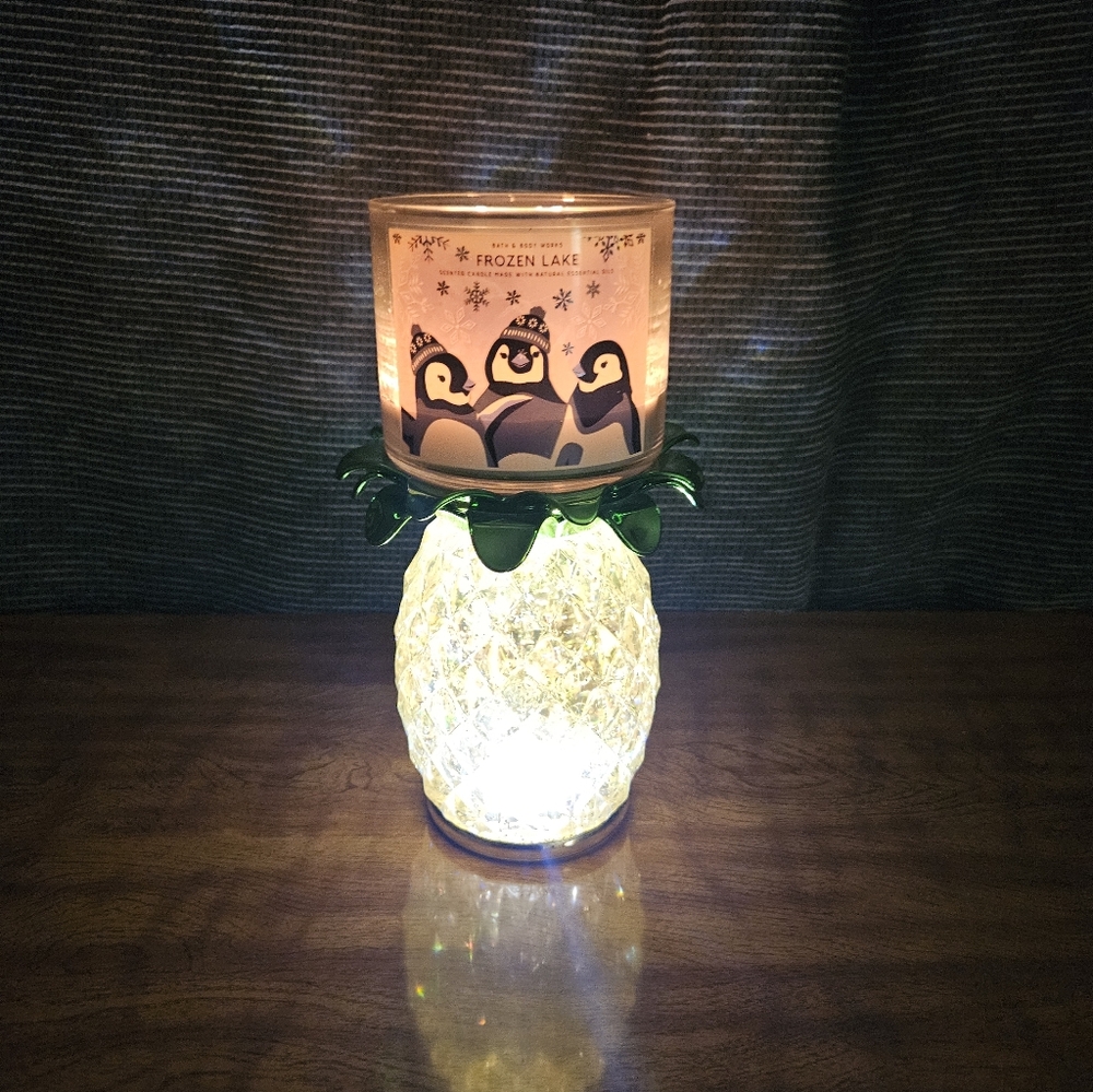 NWT Bath and Body Works Pineapple Snow Globe Candle Holder - Picture 6 of 10